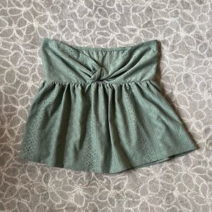 Green twist front babydoll tube top